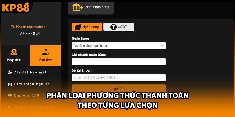 Phân loại phương thức thanh toán theo từng lựa chọn